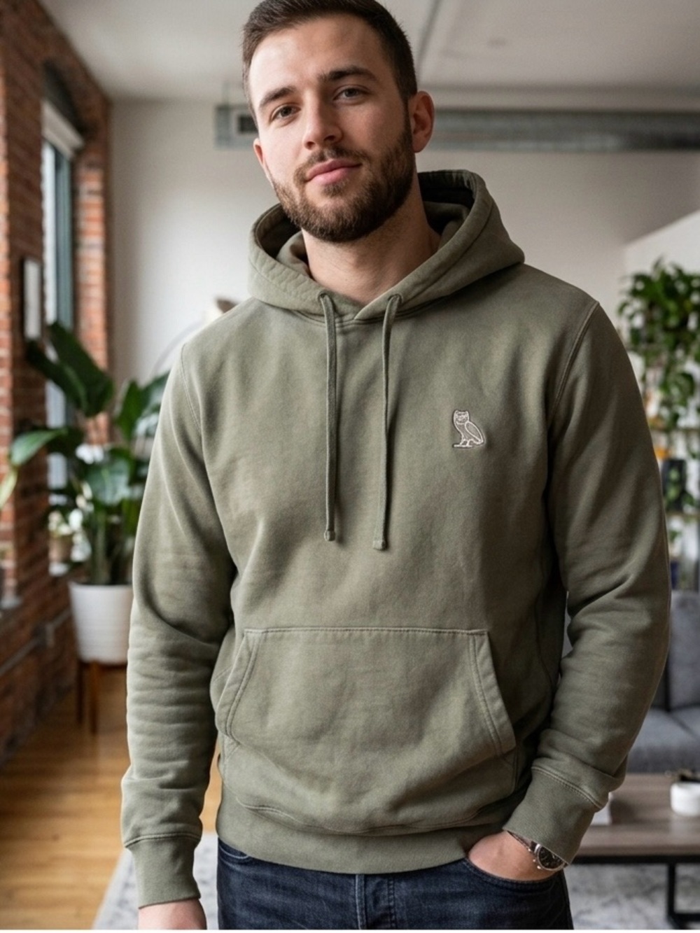 OVO October’s Very Own Hoodie Mulled Basil Neutal Green Large NWT